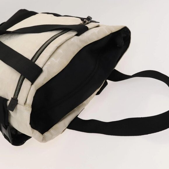 CHANEL New Travel Line Backpack Nylon Beige Black CC Auth kk472 - Picture 7 of 16